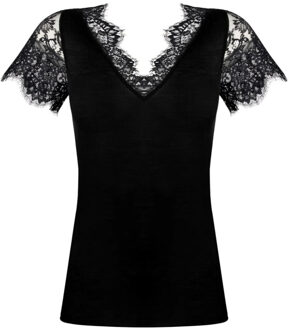 Lise Charmel Kleding Plaisir Caresse luxe V-hals T-shirt k/mouw ANJ9110 zwart - 38
