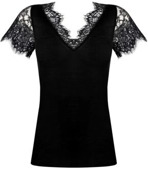 Lise Charmel Kleding Plaisir Caresse luxe V-hals T-shirt k/mouw ANJ9110 zwart - 42