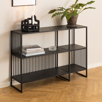 Lisomme Danny metalen boekenkast zwart met marmerlook- 120 x 83 cm