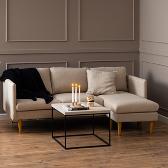 Lisomme Jelle 2-zits hoekbank beige - met verstelbare chaise longue - 201 cm