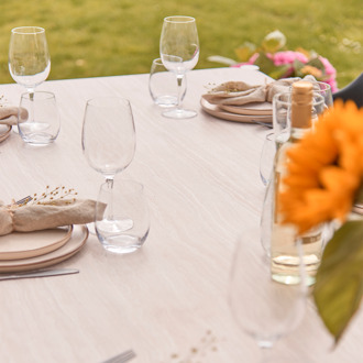 Lisomme Joey aluminium tuintafel met stenen blad beige - 200 x 100 cm