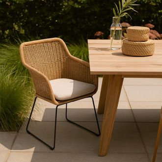 Lisomme Loki Rotan tuinstoel naturel - met zitkussen Bruin