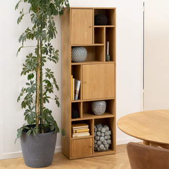 Lisomme Maarten houten boekenkast naturel - 60,5 x 180 cm Bruin