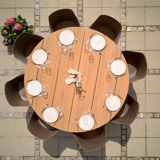 Lisomme Soy ronde tuintafel polywood bruin - Ø 178 cm