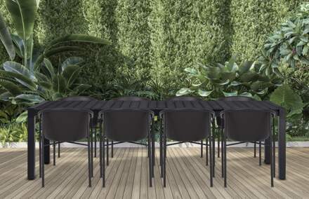 Lisomme Stef tuintafel zwart - verlengbaar - 205 x 100 cm