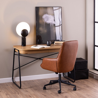 Lisomme Steven houten bureau naturel - met 2 lades - 120 x 60 cm Bruin