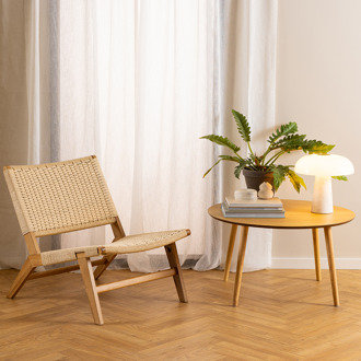 Lisomme William houten fauteuil beige - met gewoven zitting