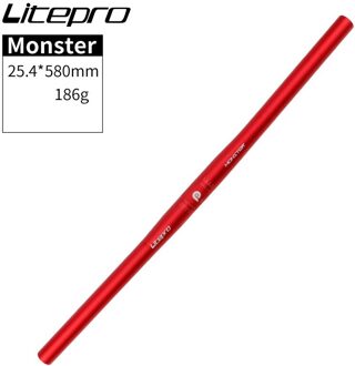 Litepro Fiets Horizontale Stuur Aluminium Ultralight 25.4*540Mm 25.4*580Mm Rechte Handgrepen Voor Mtb/vouwen/Racefiets rood 580mm