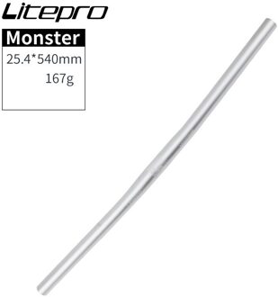 Litepro Fiets Horizontale Stuur Aluminium Ultralight 25.4*540Mm 25.4*580Mm Rechte Handgrepen Voor Mtb/vouwen/Racefiets zilver 540mm