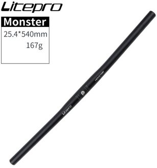 Litepro Fiets Horizontale Stuur Aluminium Ultralight 25.4*540Mm 25.4*580Mm Rechte Handgrepen Voor Mtb/vouwen/Racefiets zwart 540mm