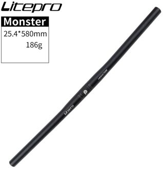 Litepro Fiets Horizontale Stuur Aluminium Ultralight 25.4*540Mm 25.4*580Mm Rechte Handgrepen Voor Mtb/vouwen/Racefiets zwart 580mm