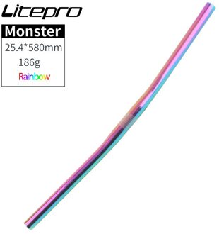 Litepro Monster Vouwfiets Stuur Horizontale Aluminium 25.4*540 25.4*580Mm Ultralight Straight Stuur Een-vormige regenboog 580mm