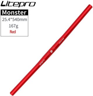 Litepro Monster Vouwfiets Stuur Horizontale Aluminium 25.4*540 25.4*580Mm Ultralight Straight Stuur Een-vormige rood 540mm