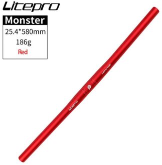 Litepro Monster Vouwfiets Stuur Horizontale Aluminium 25.4*540 25.4*580Mm Ultralight Straight Stuur Een-vormige rood 580mm