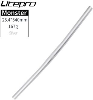 Litepro Monster Vouwfiets Stuur Horizontale Aluminium 25.4*540 25.4*580Mm Ultralight Straight Stuur Een-vormige zilver 540mm