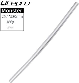 Litepro Monster Vouwfiets Stuur Horizontale Aluminium 25.4*540 25.4*580Mm Ultralight Straight Stuur Een-vormige zilver 580mm