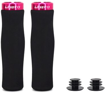 Litepro Mtb Mountainbike Grips Vouwfiets Handvat Grips Stuur Ultra Licht Enkelzijdig Vergrendeling Spons Handgreep Fiets Deel LP grips roos rood
