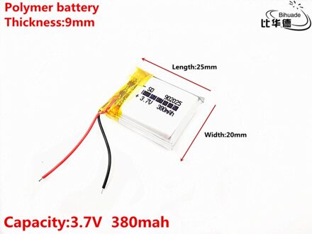 Liter energie batterij Goede Qulity 3.7 V, 380mAH 902025 Polymer lithium ion/Li-Ion batterij voor tablet pc BANK, GPS, mp3, mp4 1stk