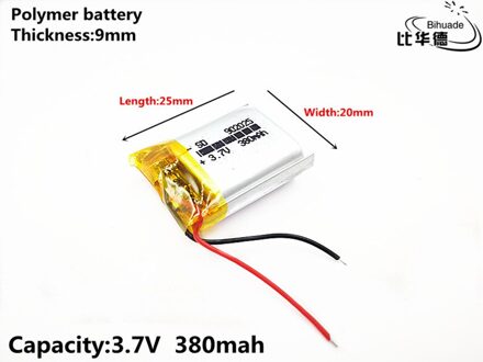 Liter energie batterij Goede Qulity 3.7 V, 380mAH 902025 Polymer lithium ion/Li-Ion batterij voor tablet pc BANK, GPS, mp3, mp4 2stk