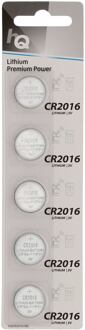 Lithium knoopcel CR2016-batterij 3 V, blister 5 stuks