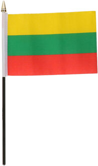 Litouwen - mini vlaggetje van 10 x 15 cm op stokje - Landen vlag - H27 cm Multi