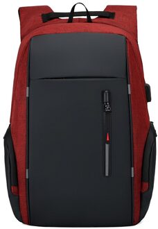 Litthing Rugzak Mannen Usb Opladen Waterdichte Laptop Rugzak Casual Oxford Zakelijke Tas 15.6 Inch Computer Notebook Rugzakken rood