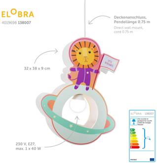 Little Astronauts leeuw hanglamp kinderkamer paars, mint