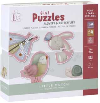 Little Dutch 1401950059 Little Dutch 6-in-1 puzzel Flowers & Butterflies