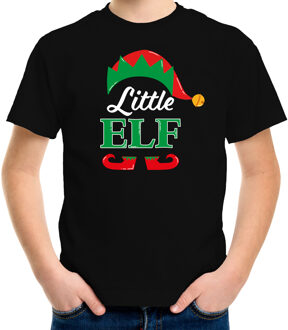 Little elf Kerst t-shirt zwart voor kinderen XS (104-110)
