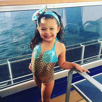 Little Girls Mermaid Swimsuit Green Mermaid One Piece Kids swimwear costume beach suit