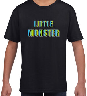 Little monster fun tekst t-shirt zwart kids XL (158-164)