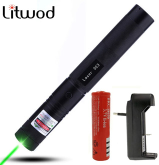 Litwod Z90 Laser Pointer Pen Powerful light 303 Lazer 532nm 5mw Green Burning laser Beam Match 2 safe key use 18650 Battery