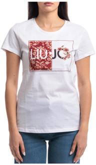 Liu Jo Bedrukt T-shirt met applicaties Liu Jo , White , Dames - Xl,L,M