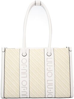 Liu Jo Beige Shopper Tas met Geborduurd Logo Liu Jo , Beige , Dames - ONE Size