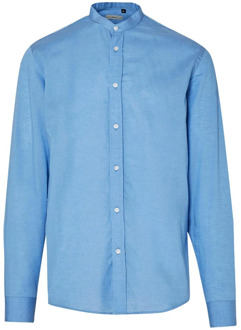 Liu Jo Blauw Casual Overhemd met Lange Mouwen en Koreaanse Kraag Liu Jo , Blue , Heren - 2Xl,M,5Xl,3Xl