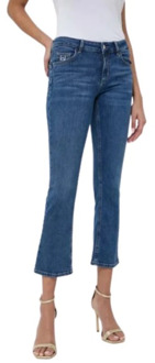 Liu Jo Bootcut Jeans met Glitter Logo Liu Jo , Blue , Dames - W25,W24,W28,W32,W29,W27,W26,W30,W31