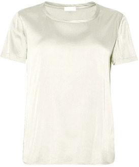 Liu Jo Bruin Satijn Stretch Ronde Hals T-shirt Liu Jo , White , Dames - Xl,L,M,S,Xs,2Xs