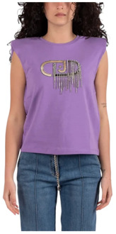 Liu Jo Casual Katoenen T-Shirt voor Vrouwen Liu Jo , Purple , Dames - L,M,S,2Xs