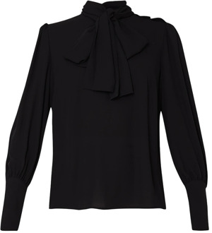 Liu Jo Elegante zwarte blouse met pofmouwen en hoge kraag Liu Jo , Black , Dames