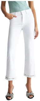 Liu Jo Flare Jeans met studs en strass Liu Jo , White , Dames - W30,W32,W31,W28,W29,W27,W26,W33