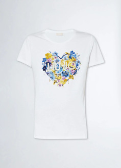 Liu Jo Floral heart t-shirt Wit - L