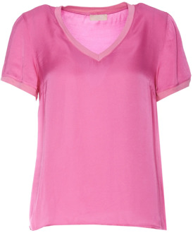 Liu Jo Fuchsia V-Hals T-Shirt Liu Jo , Pink , Dames - S