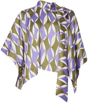 Liu Jo Geometrische Print Kimono Mouw Dames Blouse Liu Jo , Purple , Dames - M,S,Xs