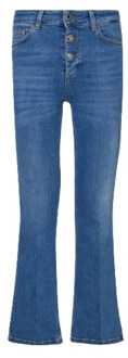 Liu Jo Hoge Taille Crop Flare Jeans Liu Jo , Blue , Dames - W30,W24,W28,W26,W27,W29