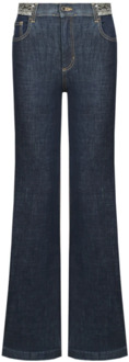 Liu Jo Hoge taille flared jeans met pailletten Liu Jo , Blue , Dames - W28,W30,W25
