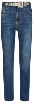 Liu Jo Hoge Taille Rechte Pijp Jeans met Afneembare Riem Liu Jo , Blue , Dames - W27,W30,W28,W29,W24,W26