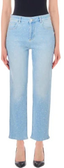 Liu Jo Jeans straight fit strass light Blauw - 28