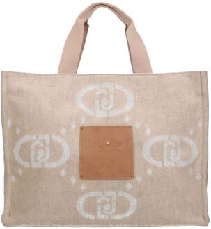 Liu Jo Logo Bag oat milk handtas dames Grijs - H 30 x B 41 x D 20 cm