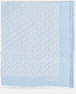 Liu Jo Logo sjaal light blue Blauw
