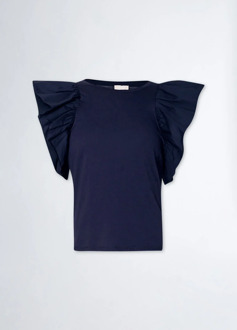 Liu Jo Poplin t-shirt Blauw - L
